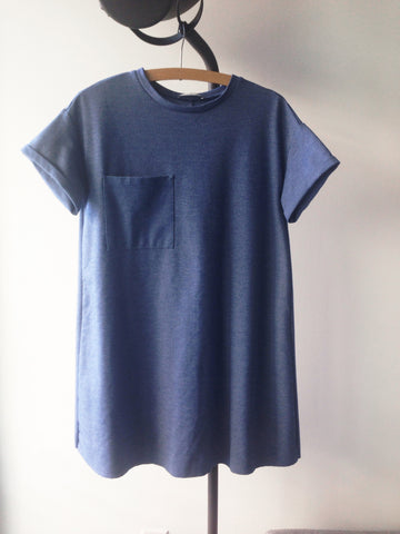 boxy blue tunic